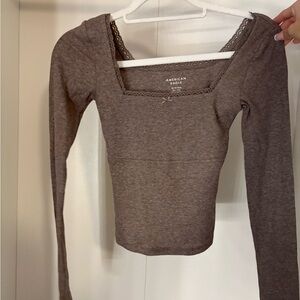 American Eagle Outfitters Chocolate Long Sleeve Top